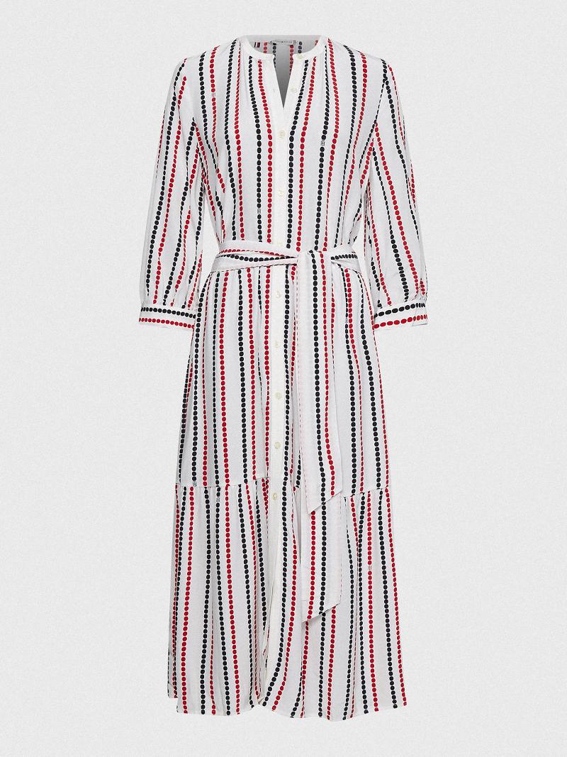 Stripes Women's Tommy Hilfiger Dot Midi Shirtdress Dresses | AU_W21058