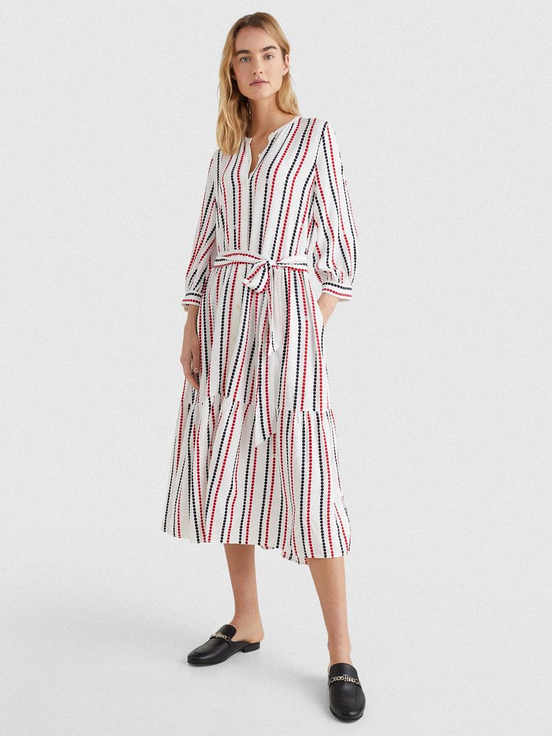 Stripes Women\'s Tommy Hilfiger Dot Midi Shirtdress Dresses | AU_W21058