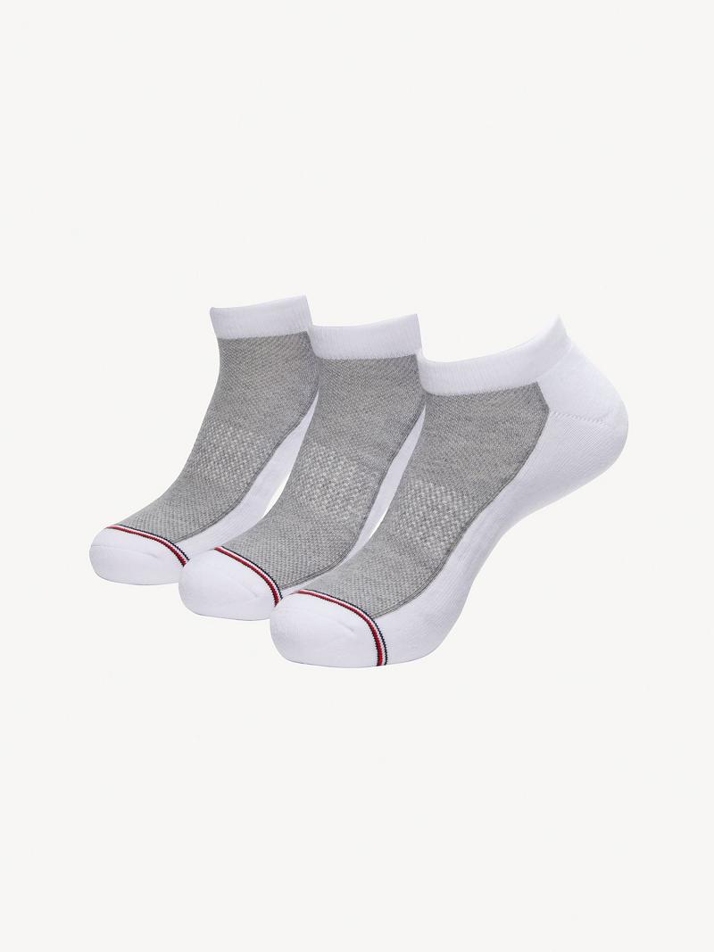 White / Grey Men\'s Tommy Hilfiger Ankle 3PK Socks | AU_M31744