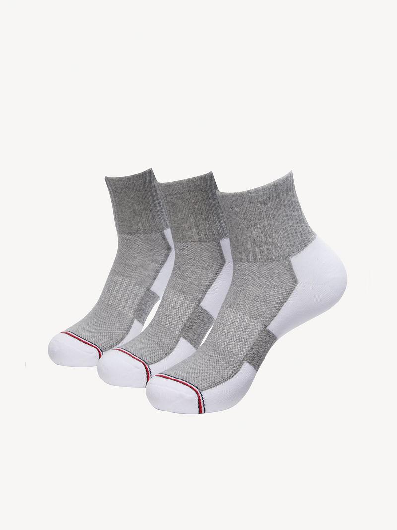 White / Grey Men\'s Tommy Hilfiger Quarter Top 3PK Socks | AU_M31749