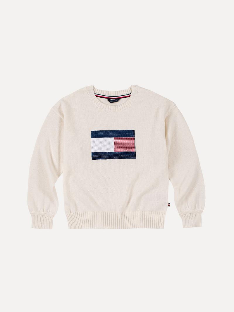 White Kids\' Tommy Hilfiger Big Flag Sweatshirts | AU_G1190