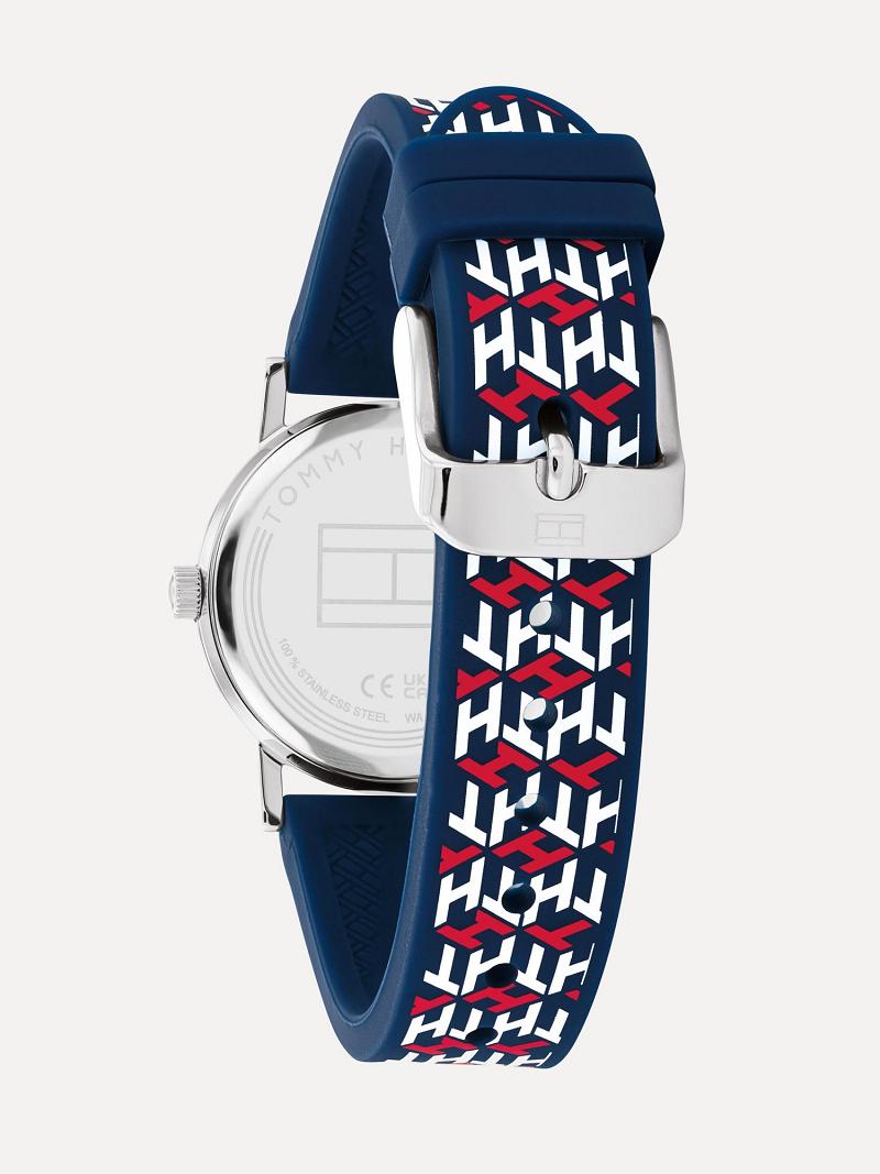 White Kids' Tommy Hilfiger Big Monogram With Silicone Strap Watches | AU_G1369