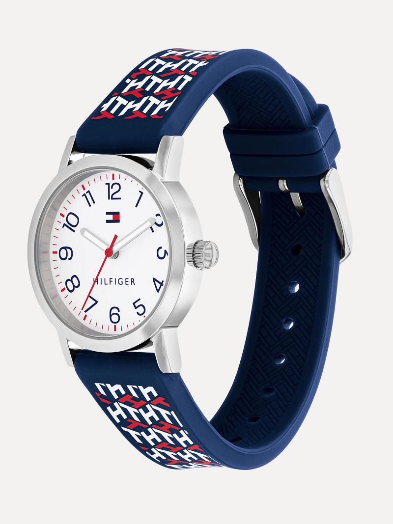 White Kids' Tommy Hilfiger Big Monogram With Silicone Strap Watches | AU_G1369