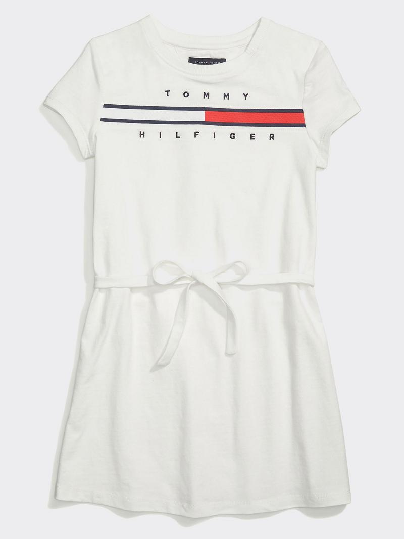 White Kids\' Tommy Hilfiger Flag T-Shirt Dresses | AU_G1059