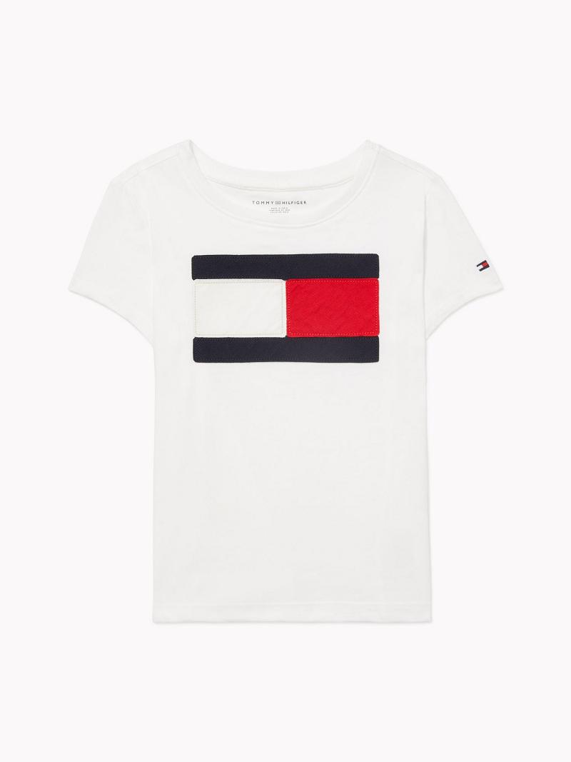 White Kids\' Tommy Hilfiger Flag T Shirts | AU_G1245