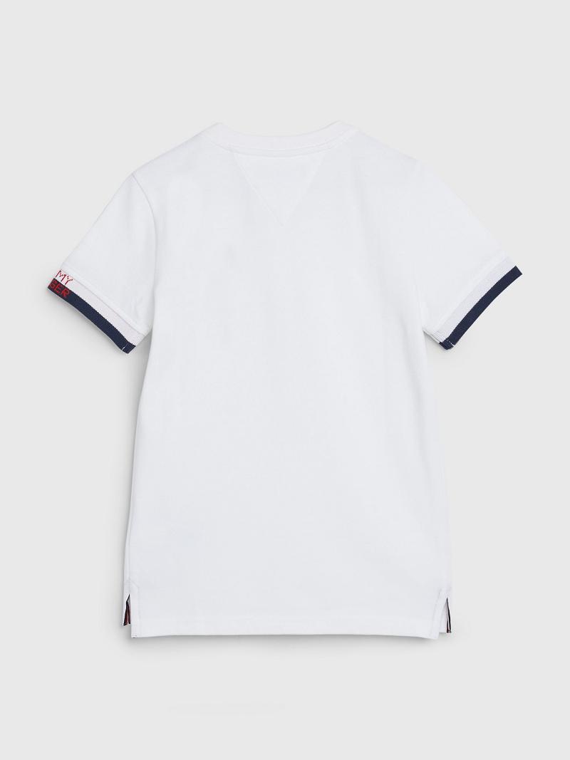 White Kids' Tommy Hilfiger Jacquard Polos | AU_B2065