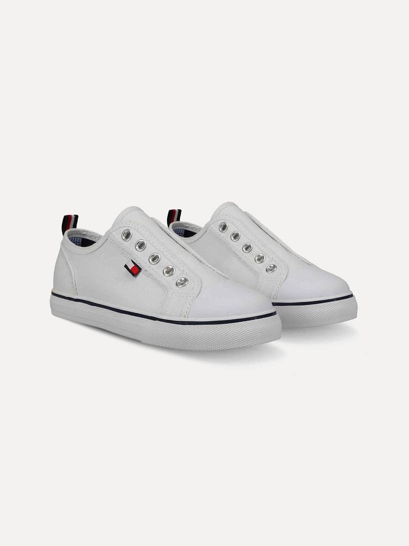 White Kids\' Tommy Hilfiger Laceless Sneakers | AU_B2240