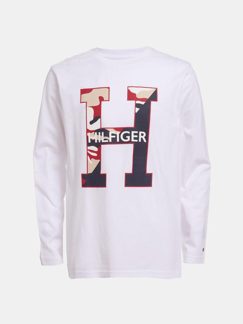 White Kids\' Tommy Hilfiger Little Camo H Long-Sleeve T Shirts | AU_B2181