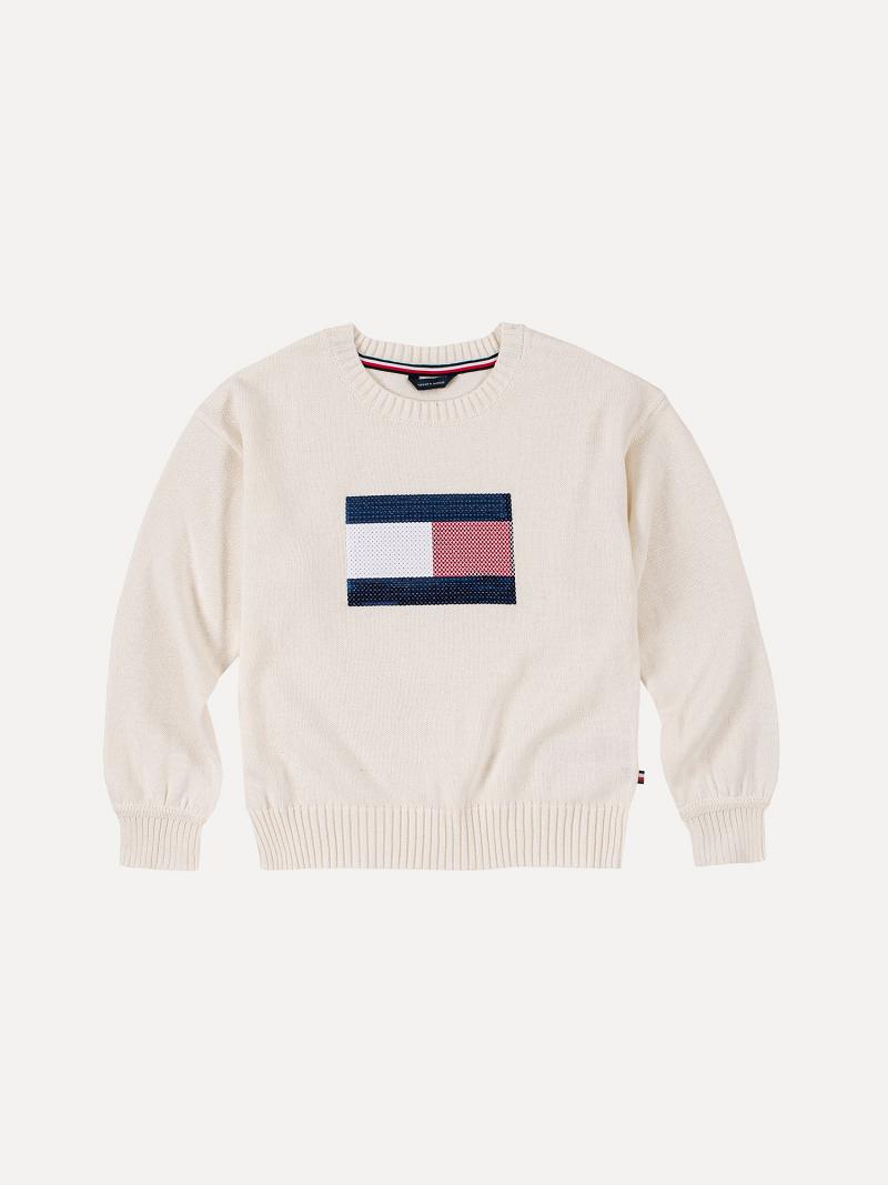 White Kids\' Tommy Hilfiger Little Flag Sweatshirts | AU_G1201