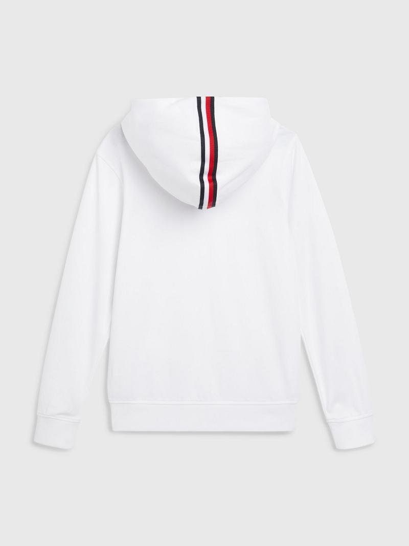 White Kids' Tommy Hilfiger Logo Stripe Hoodies | AU_B2030