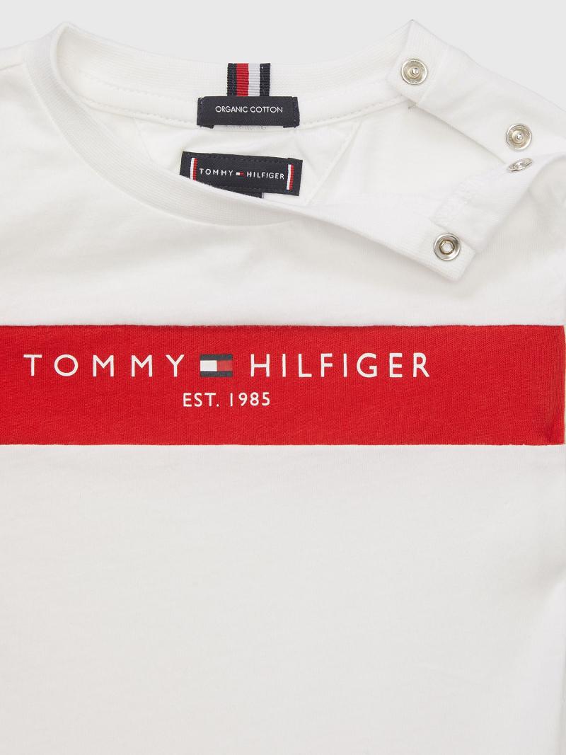 White Kids' Tommy Hilfiger Logo Stripe T Shirts | AU_G1252