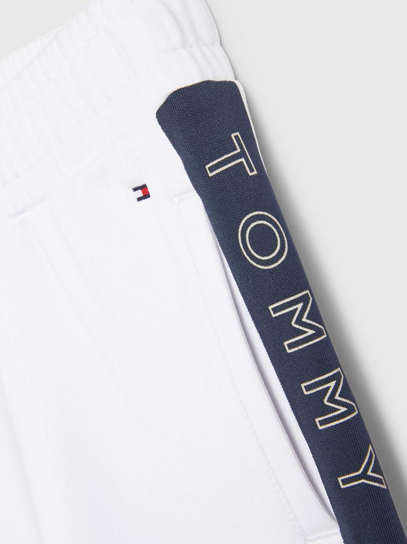 White Kids' Tommy Hilfiger Logo Tape Track Pant Trousers | AU_G1286