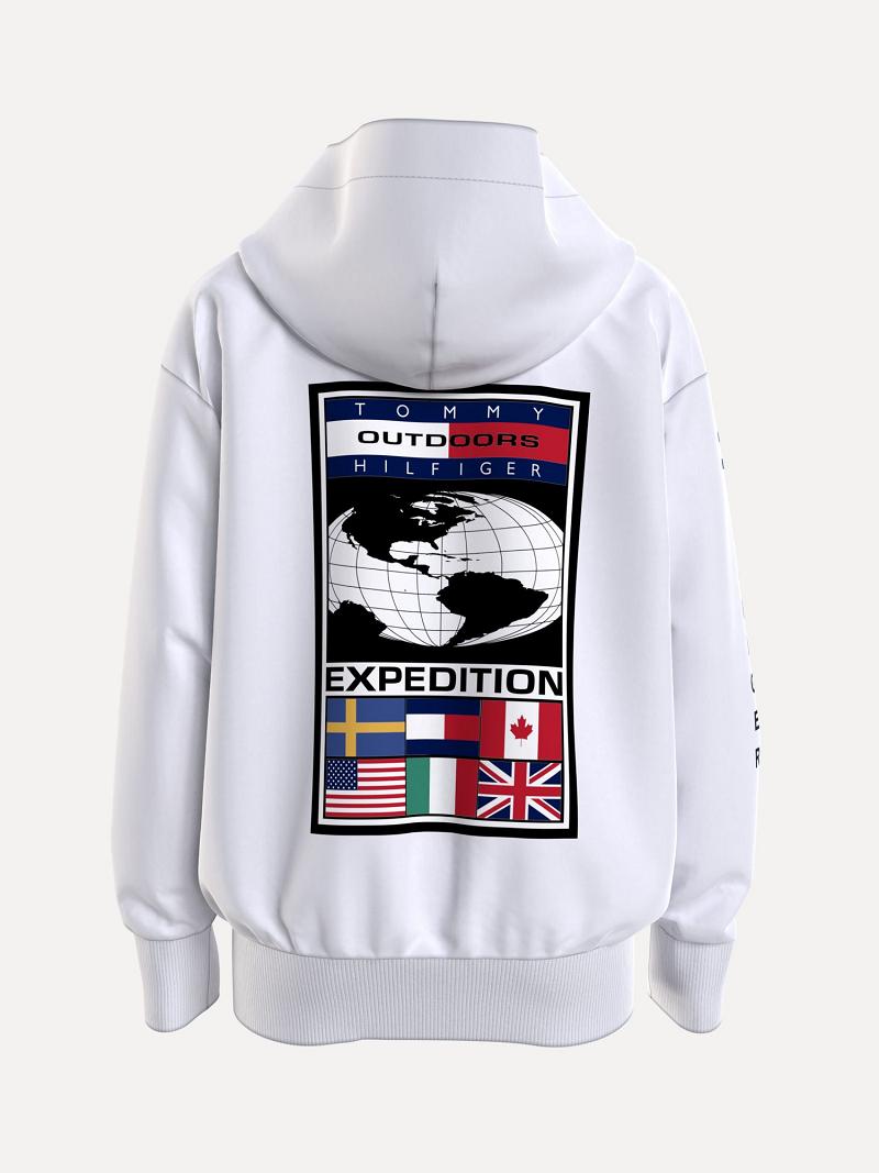 White Kids' Tommy Hilfiger Organic Cotton Expedition Hoodies | AU_B2032