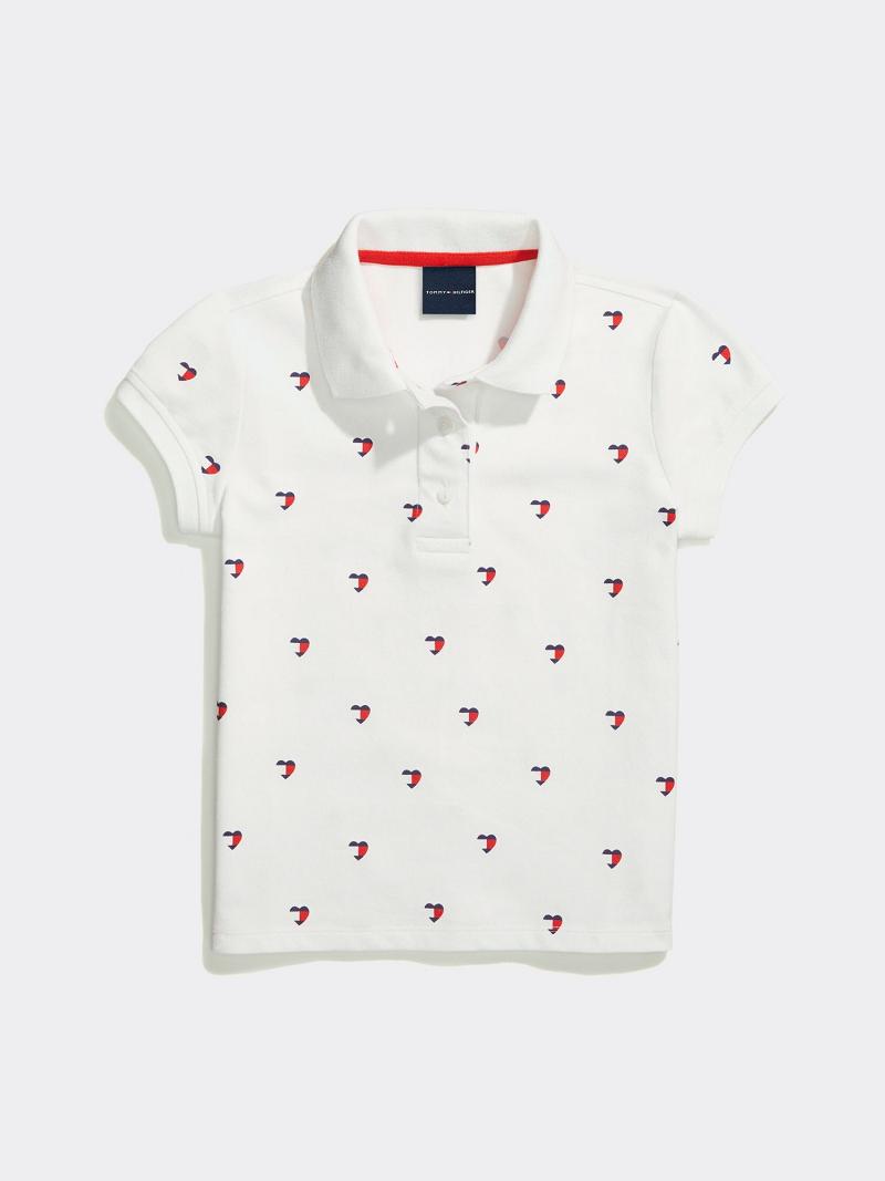 White Kids\' Tommy Hilfiger Print Polos | AU_G1152