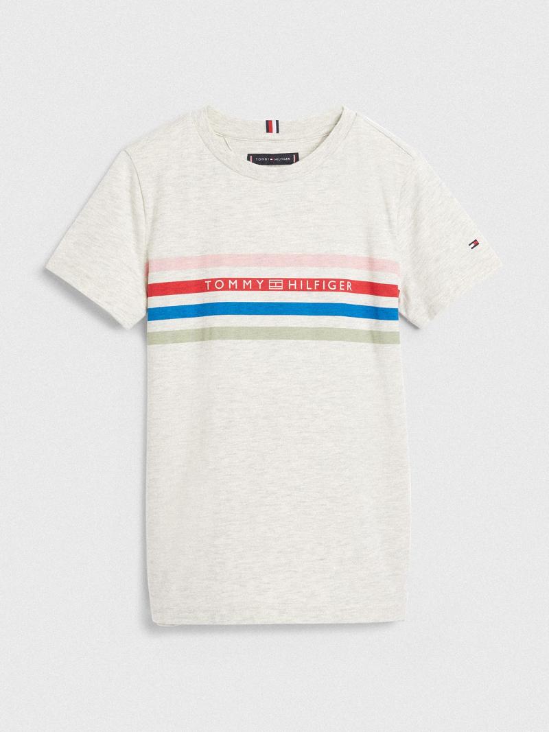 White Kids\' Tommy Hilfiger Spring Stripe T Shirts | AU_B2209