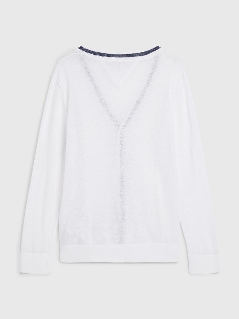 White Kids' Tommy Hilfiger Tipped Cardigan Sweatshirts | AU_G1213