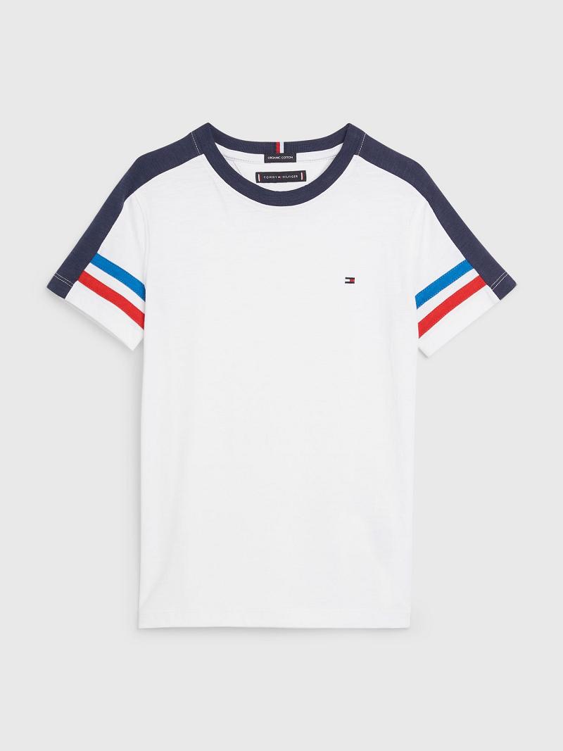 White Kids\' Tommy Hilfiger Varsity Stripe T Shirts | AU_B2217