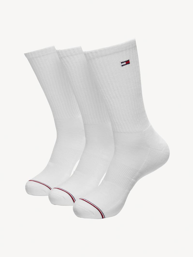 White Men\'s Tommy Hilfiger Athletic Crews 3Pk Socks | AU_M31747