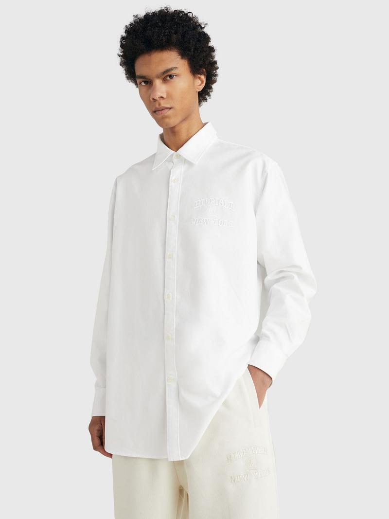 White Men\'s Tommy Hilfiger Classic oversized Shirts | AU_M31241