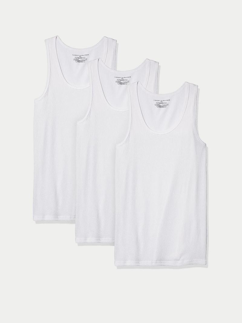 White Men\'s Tommy Hilfiger Cotton classics tank 3pk T Shirts | AU_M31021