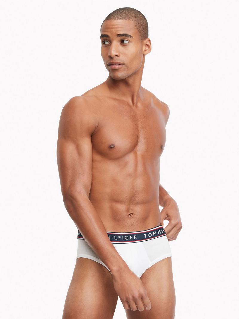 White Men's Tommy Hilfiger Cotton stretch brief 4pk Briefs | AU_M31546