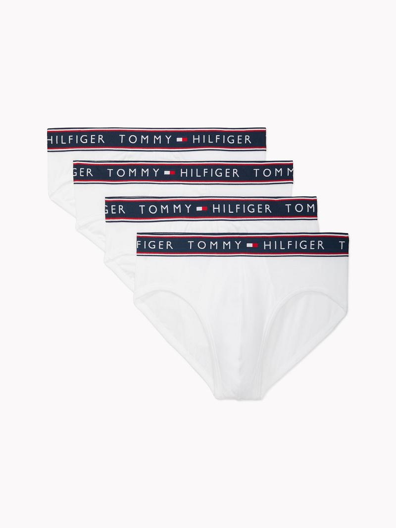 White Men\'s Tommy Hilfiger Cotton stretch brief 4pk Briefs | AU_M31546