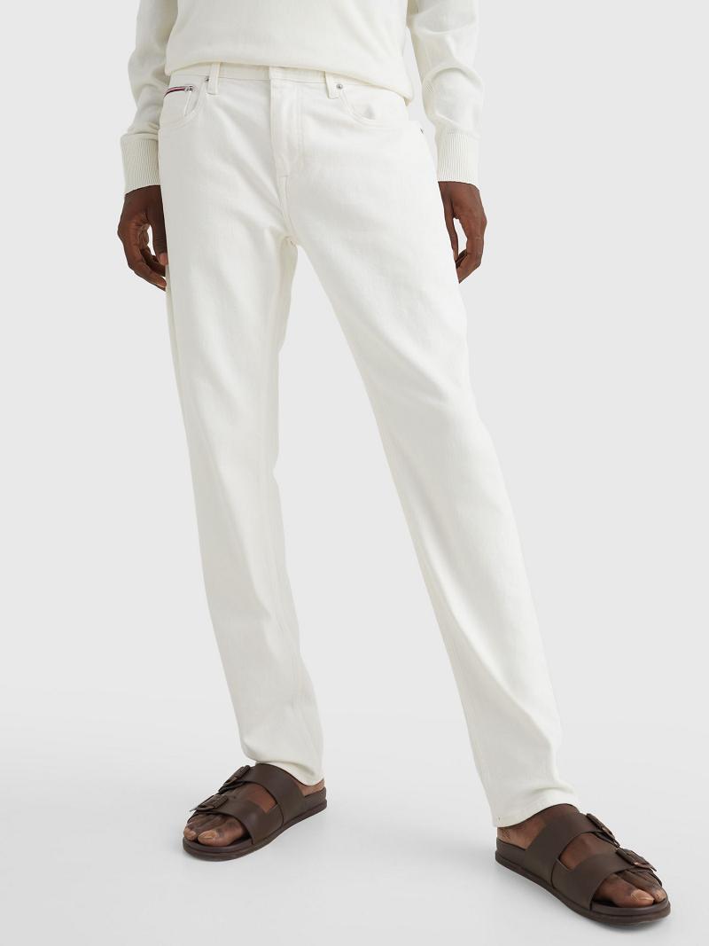 White Men\'s Tommy Hilfiger Denton straight fit white Jeans | AU_M31365