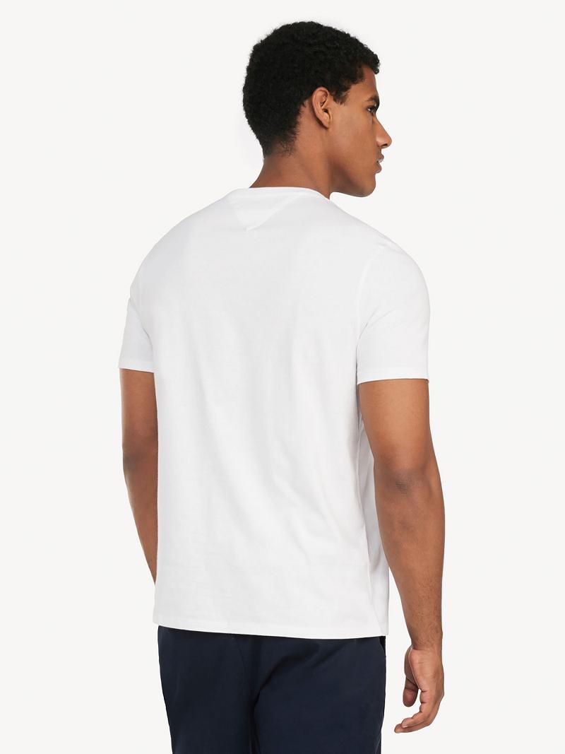 White Men's Tommy Hilfiger Essential classic pocket T Shirts | AU_M31026