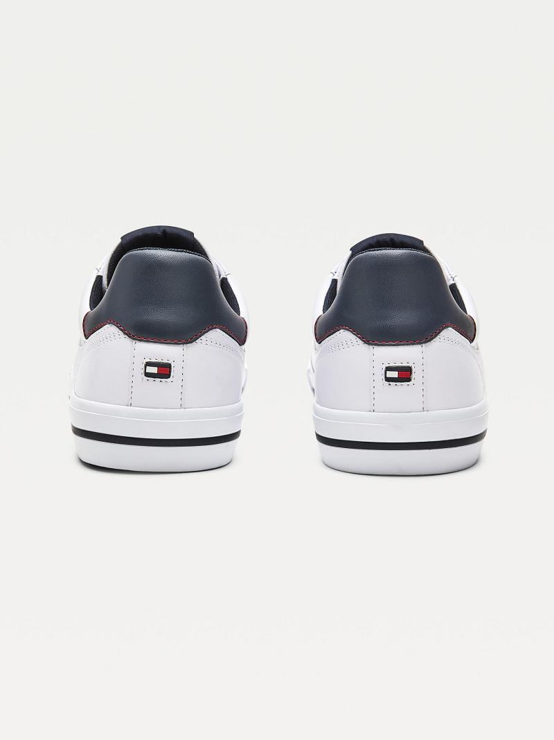 White Men's Tommy Hilfiger Hilfiger leather Sneakers | AU_M31619