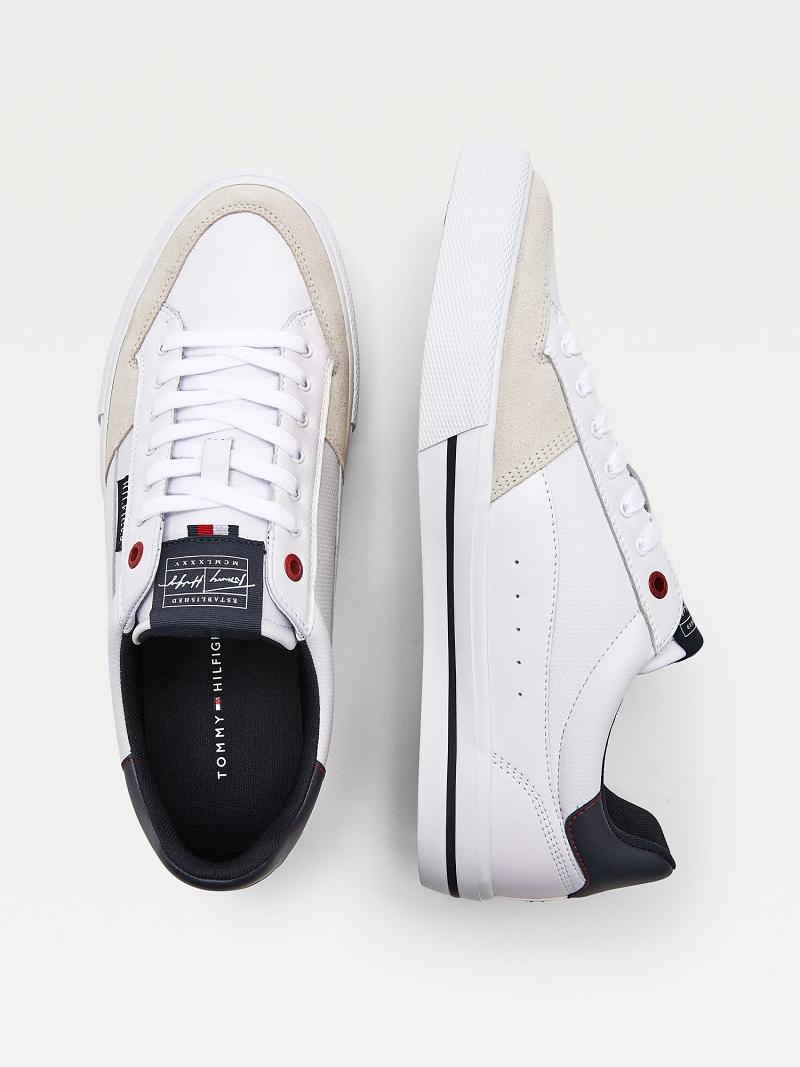 White Men's Tommy Hilfiger Hilfiger leather Sneakers | AU_M31619