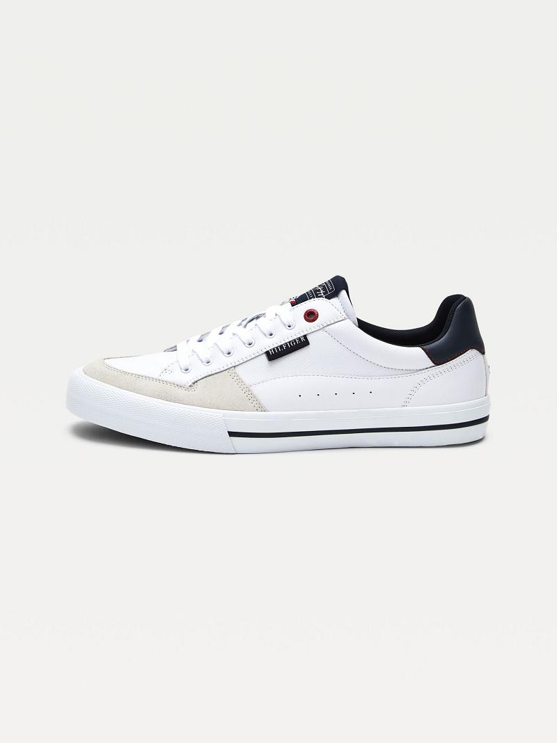 White Men's Tommy Hilfiger Hilfiger leather Sneakers | AU_M31619