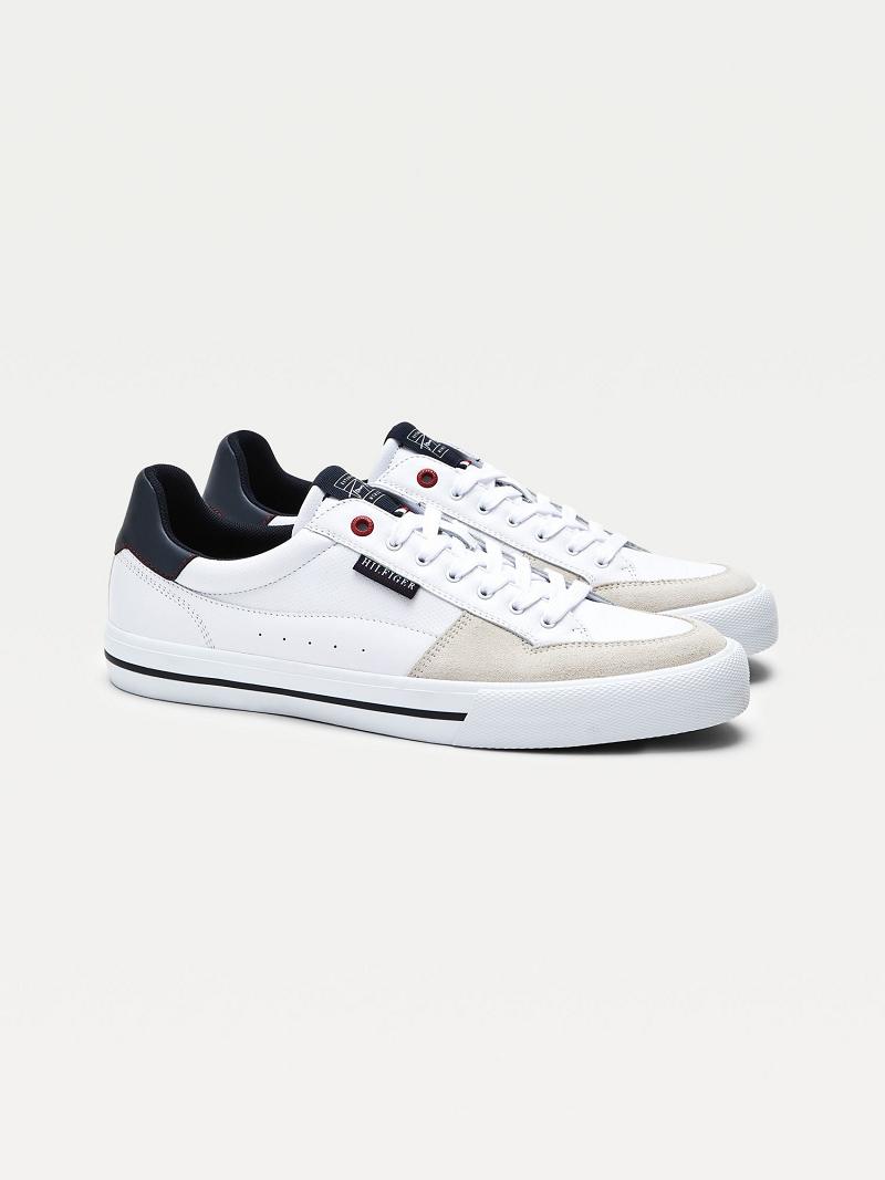 White Men\'s Tommy Hilfiger Hilfiger leather Sneakers | AU_M31619