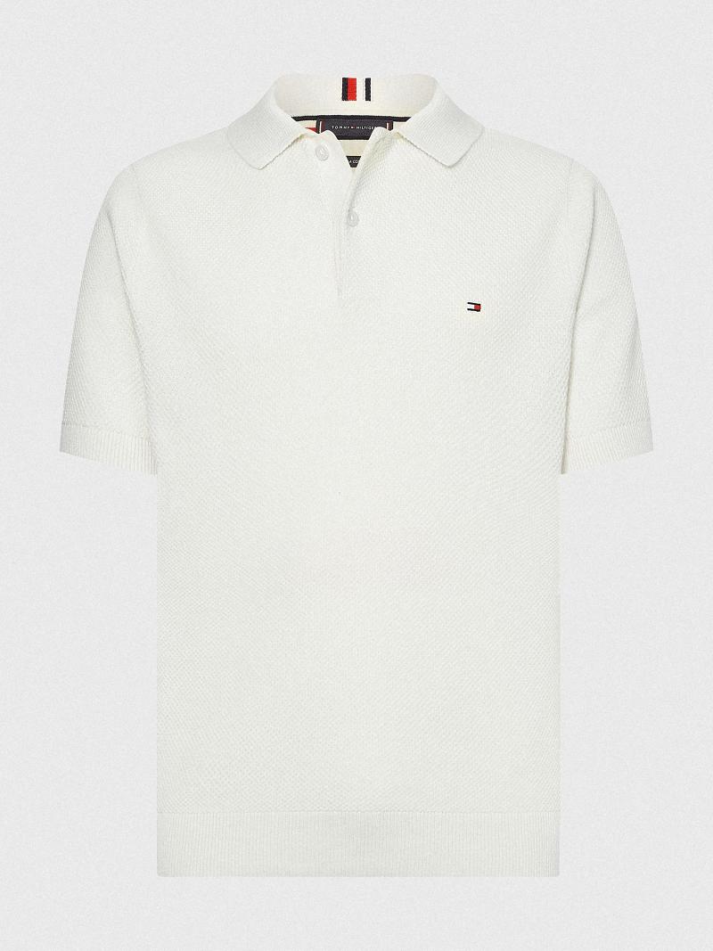 White Men's Tommy Hilfiger Regular fit knit Polos | AU_M31297