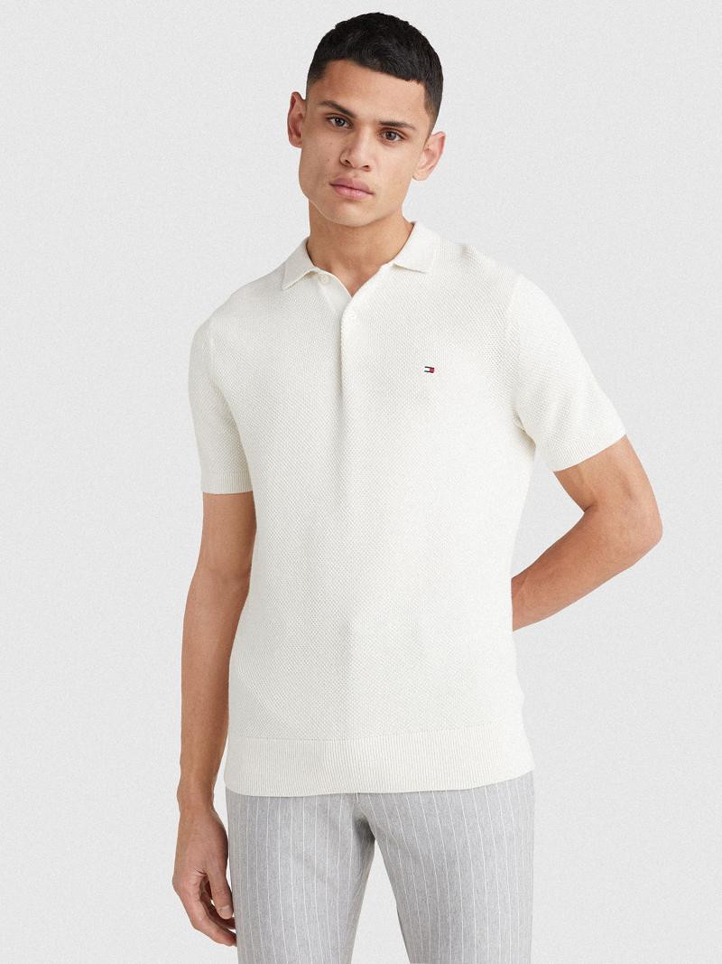 White Men\'s Tommy Hilfiger Regular fit knit Polos | AU_M31297