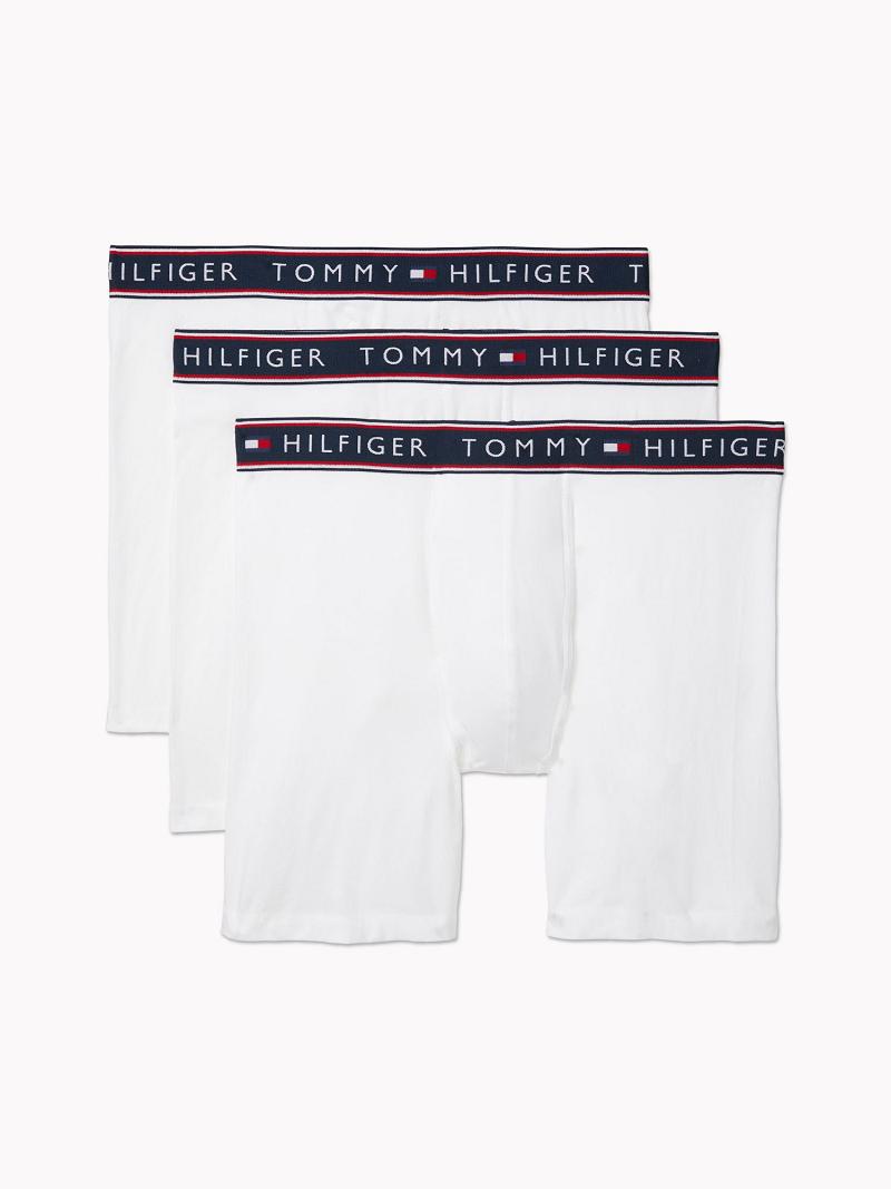 White Men\'s Tommy Hilfiger Stretch cotton boxer brief 3pk Boxer Briefs | AU_M31605