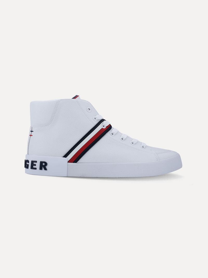 White Men's Tommy Hilfiger Stripe Boots | AU_M31675