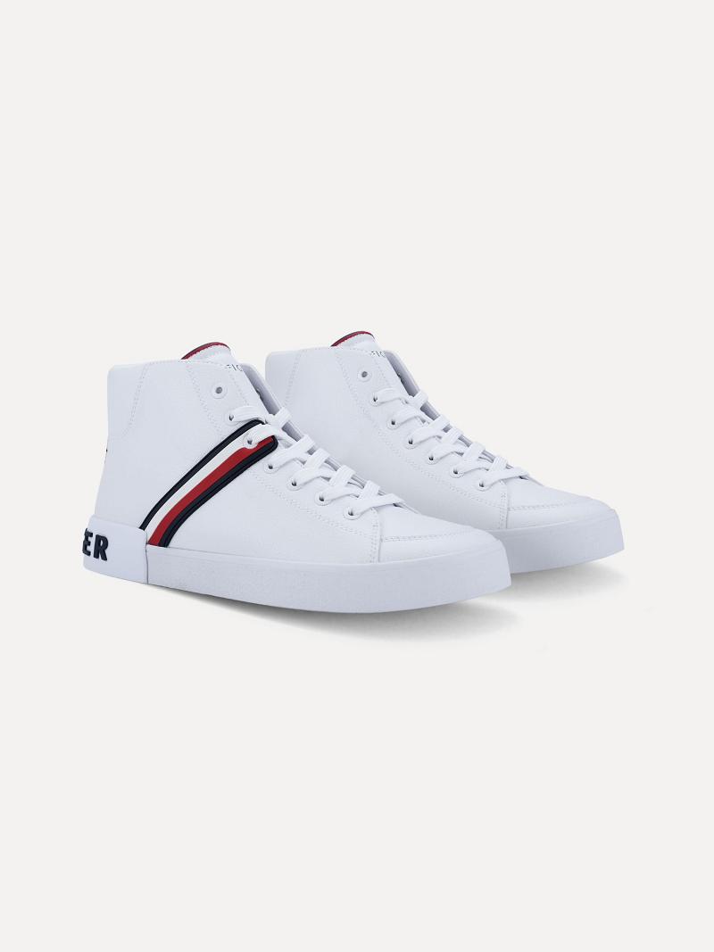 White Men\'s Tommy Hilfiger Stripe Boots | AU_M31675