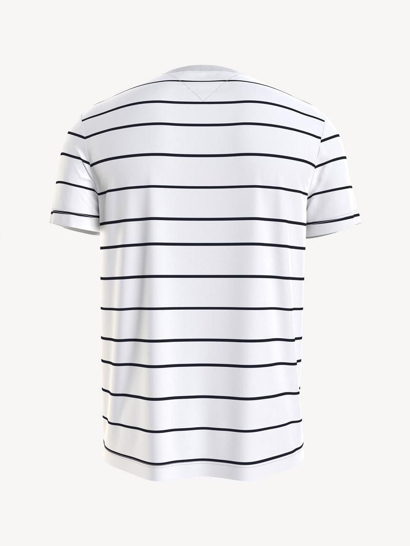 White Men's Tommy Hilfiger Thin stripe T Shirts | AU_M31080