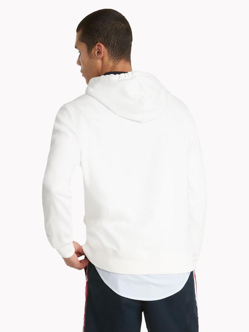 White / Red Men's Tommy Hilfiger Essential Flag Hoodies | AU_M31438