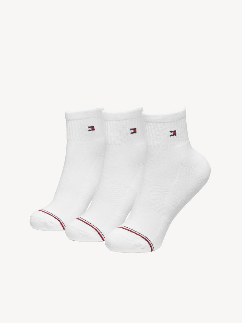 White Women\'s Tommy Hilfiger Classic Quarter Top 3PK Socks | AU_W21658