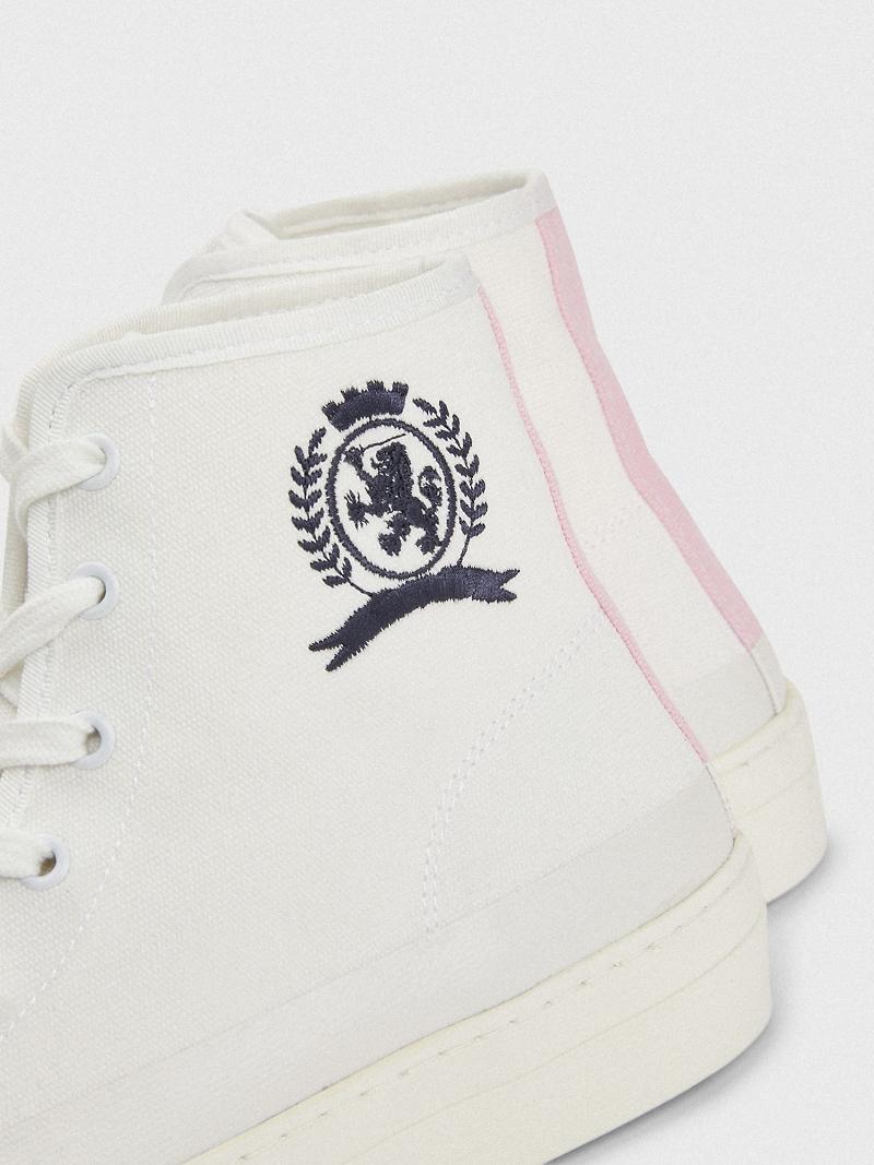 White Women's Tommy Hilfiger Crest High-Top Boots | AU_W21585