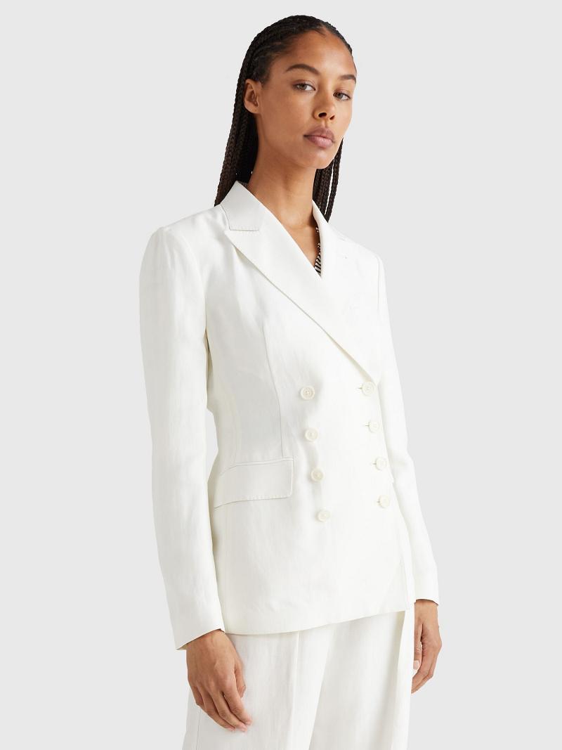 White Women\'s Tommy Hilfiger Double Breasted Tailored Blazers | AU_W21003