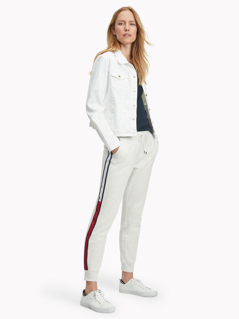 White Women's Tommy Hilfiger Essential Stripe Sweatpant Pants | AU_W21243