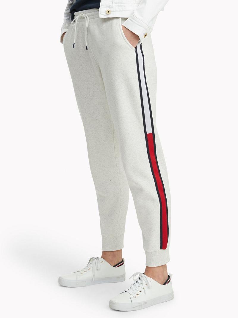 White Women\'s Tommy Hilfiger Essential Stripe Sweatpant Pants | AU_W21243