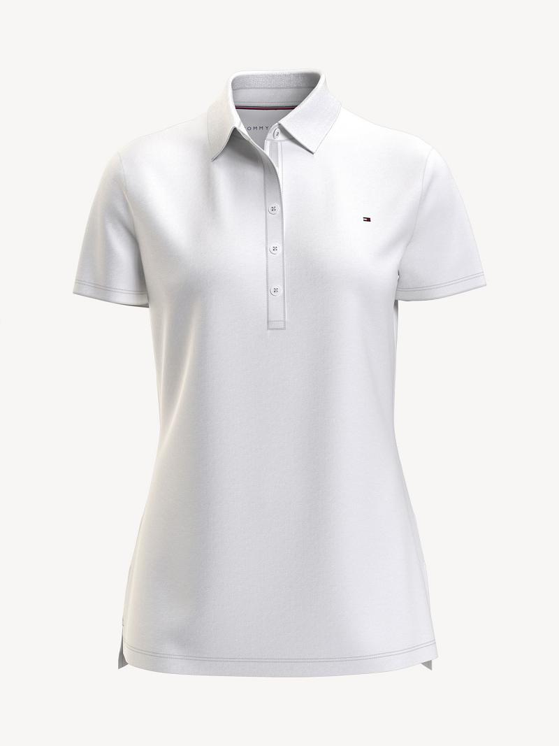 White Women\'s Tommy Hilfiger Essential Solid Polos | AU_W21266