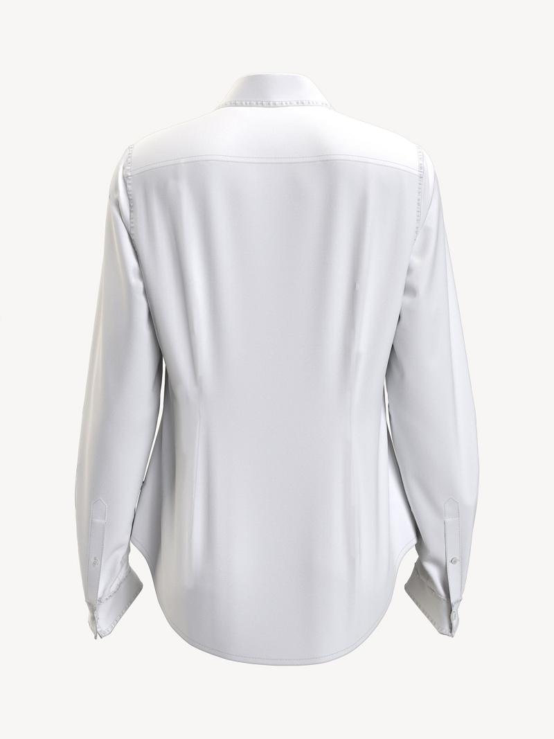 White Women's Tommy Hilfiger Essential Solid Oxford Shirts | AU_W21280