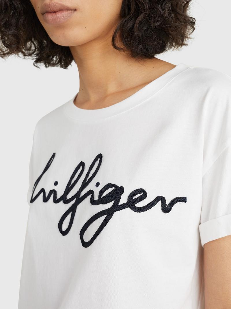 White Women's Tommy Hilfiger Hilfiger T Shirts | AU_W21455