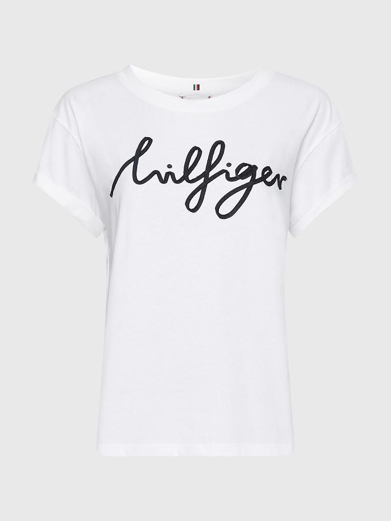 White Women's Tommy Hilfiger Hilfiger T Shirts | AU_W21455