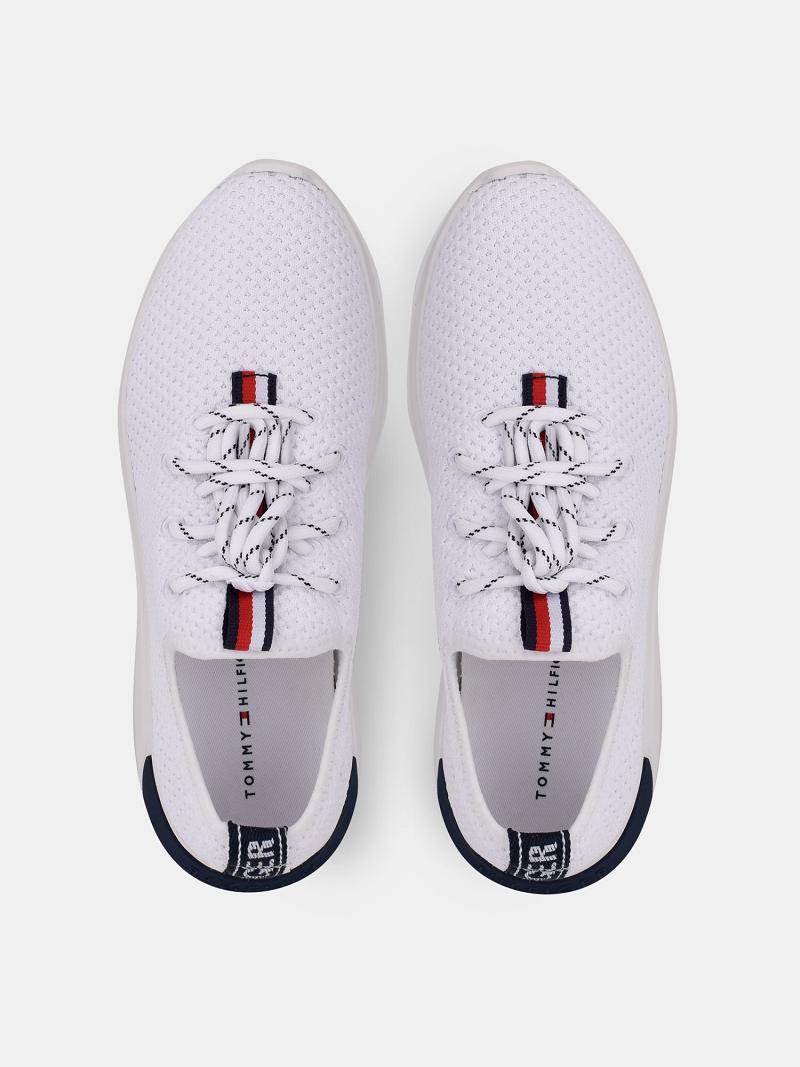 White Women's Tommy Hilfiger Mesh Stripe Casual Shoes | AU_W21594