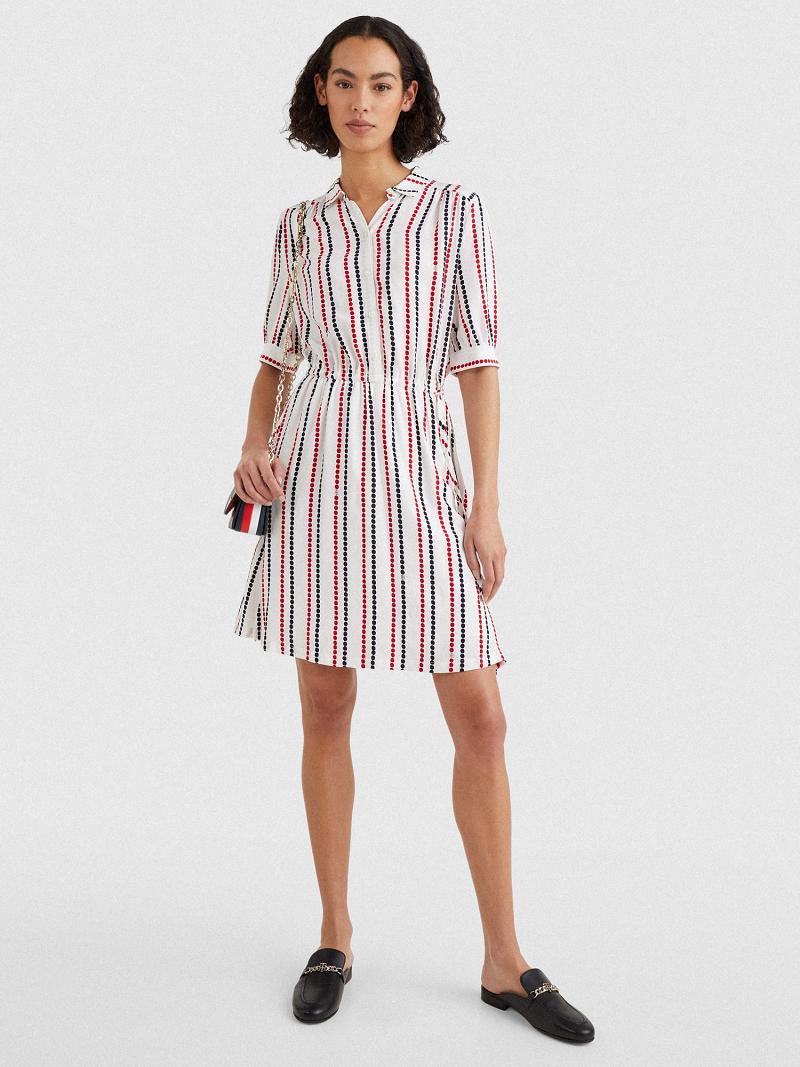 White Women\'s Tommy Hilfiger Polka Dot Shirtdress Dresses | AU_W21105